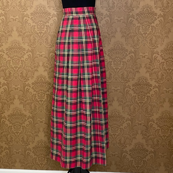 Vintage 70s 80s Plaid Highwaisted MIDI Skirt - Picture 3 of 9